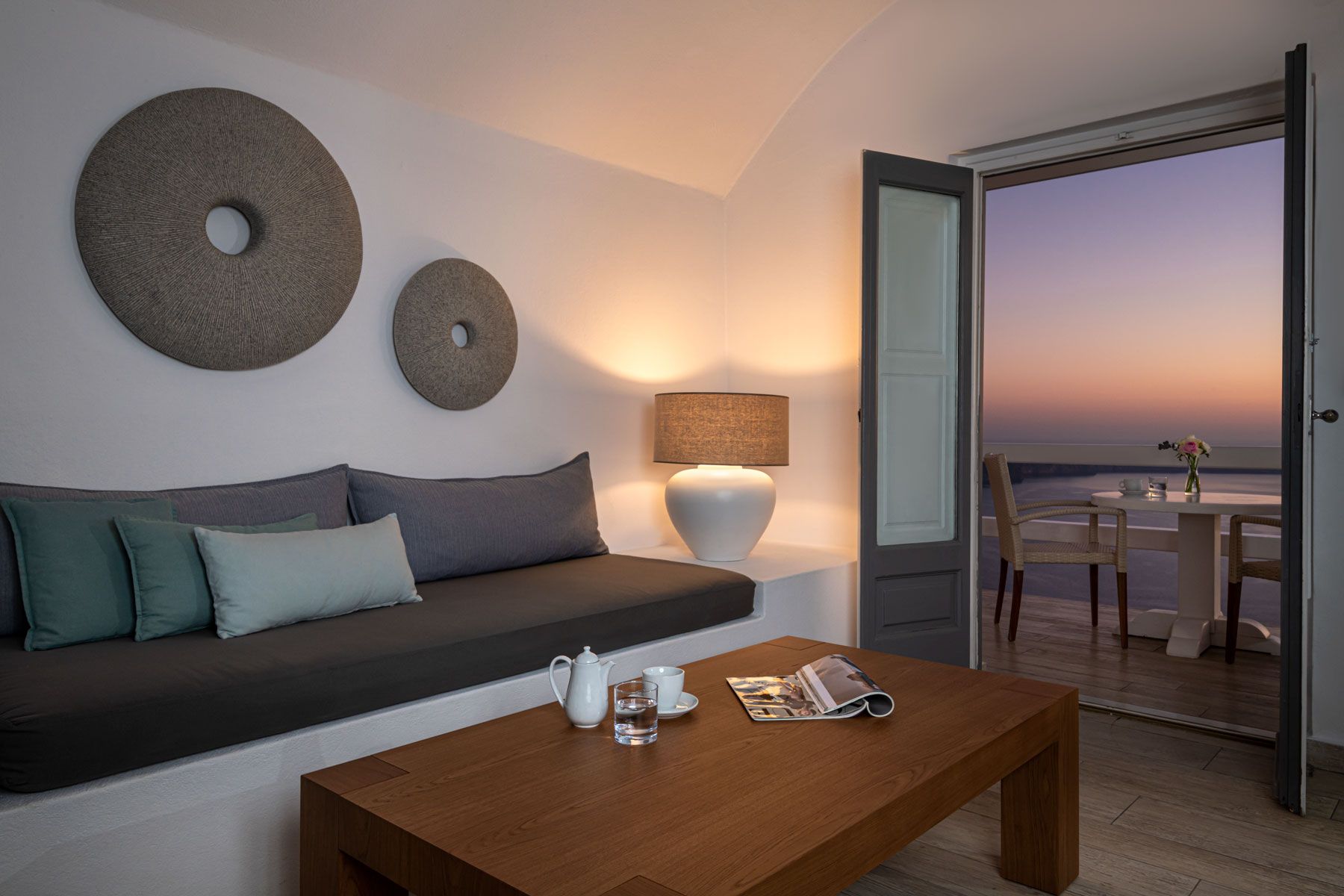 Aqua luxury suites in Santorini imerovigli, Interior design of luxury suites with private pool